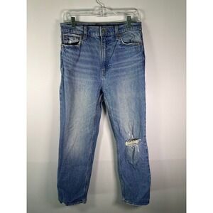 GAP Jeans Womens 29 Cheeky Straight Sky High Light Wash Distressed Knee Rip